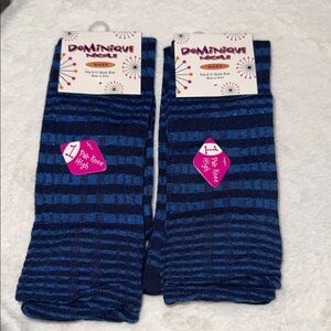 Dominique Blue Striped Women’s Knee High Socks